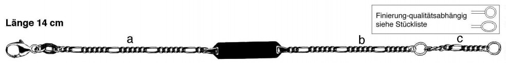 Id-Armband Figaro diamantiert Kettenbreite 1.9mm