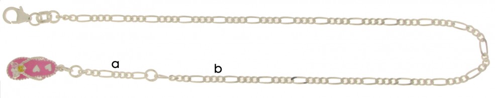 Fusskette Figaro diamantiert Kettenbreite 2.2mm