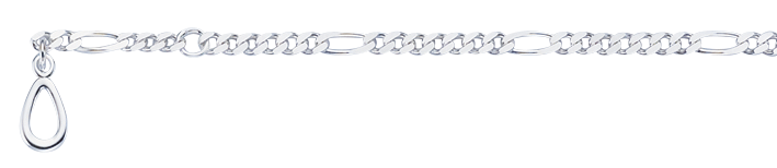 Fusskette Figaro diamantiert Kettenbreite 3mm