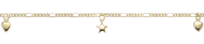 Fusskette Figaro diamantiert Kettenbreite 1.9mm