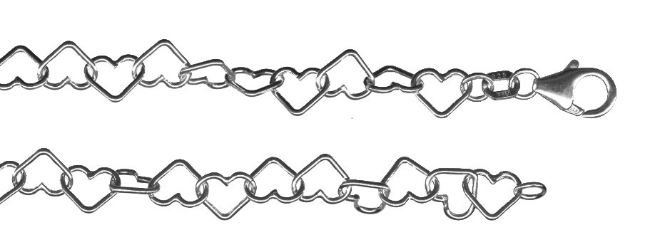 Fusskette Herz-Kette Kettenbreite 6.2mm