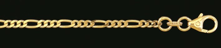 Fusskette Figaro diamantiert Kettenbreite 2.2mm