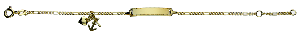 Id-Armband Figaro diamantiert Kettenbreite 1.9mm