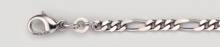 Bracelet Figaro diamond cut chain width 3.4mm