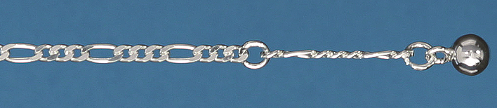 Fusskette Figaro diamantiert Kettenbreite 2.2mm